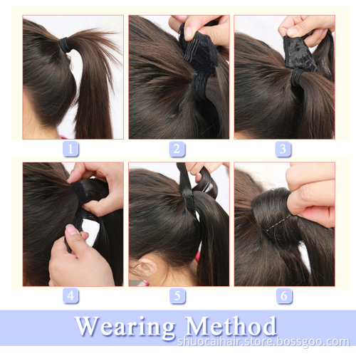 SC Hot Sale Straight Clip In Hair Ponytail False Hair 22" Ponytail Hairpiece With Hairpins Synthetic Ponytail Hair Extensions